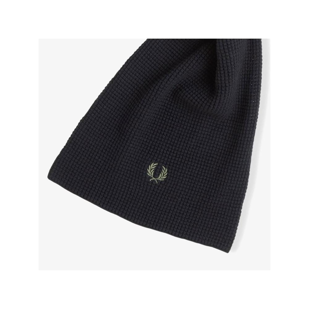 Fred Perry Waffle Knit Cotton Scarf   Black Cfpu2438150 102 qzgCfpu2438150 102