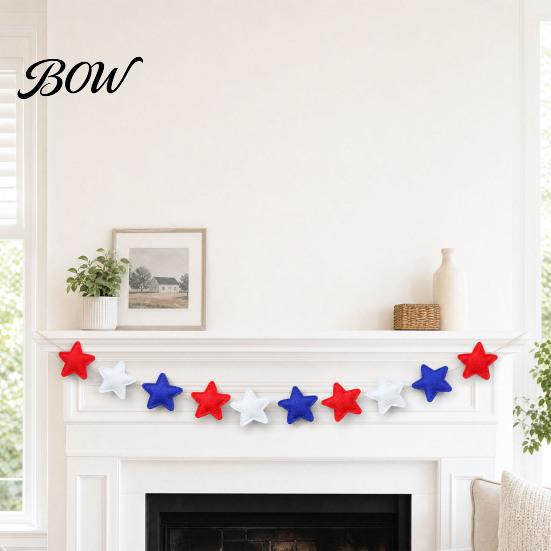 Decorative Hanging Sign Patriotic Garland Banner for 4th of July Decorations, Red White Blue Long-lasting Party Decor Bunting Memorial Day,