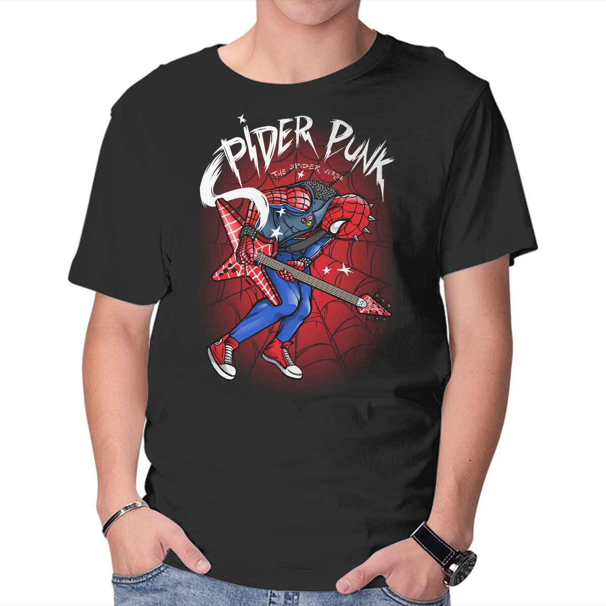 Unisex Crew Neck T-Shirt Spider Punk Graphic Short Sleeve Casual Tee XXXL