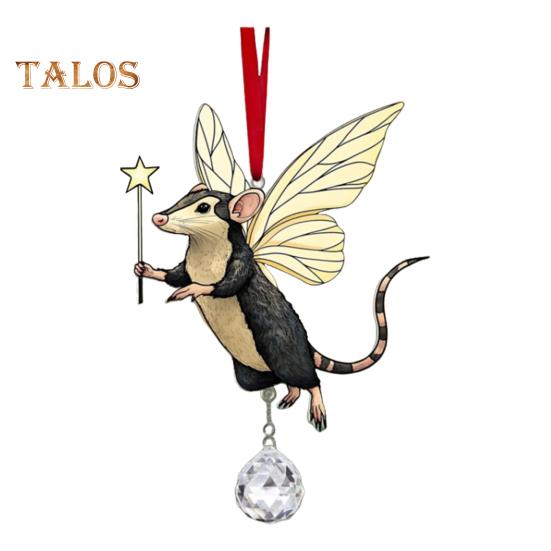 

Fairy Possum Hanging Ornament with Faux Crystal Pendant Home Indoor Christmas Tree Car Rearview Mirror 2D Flat Acrylic Animal Hanging Decoration S A