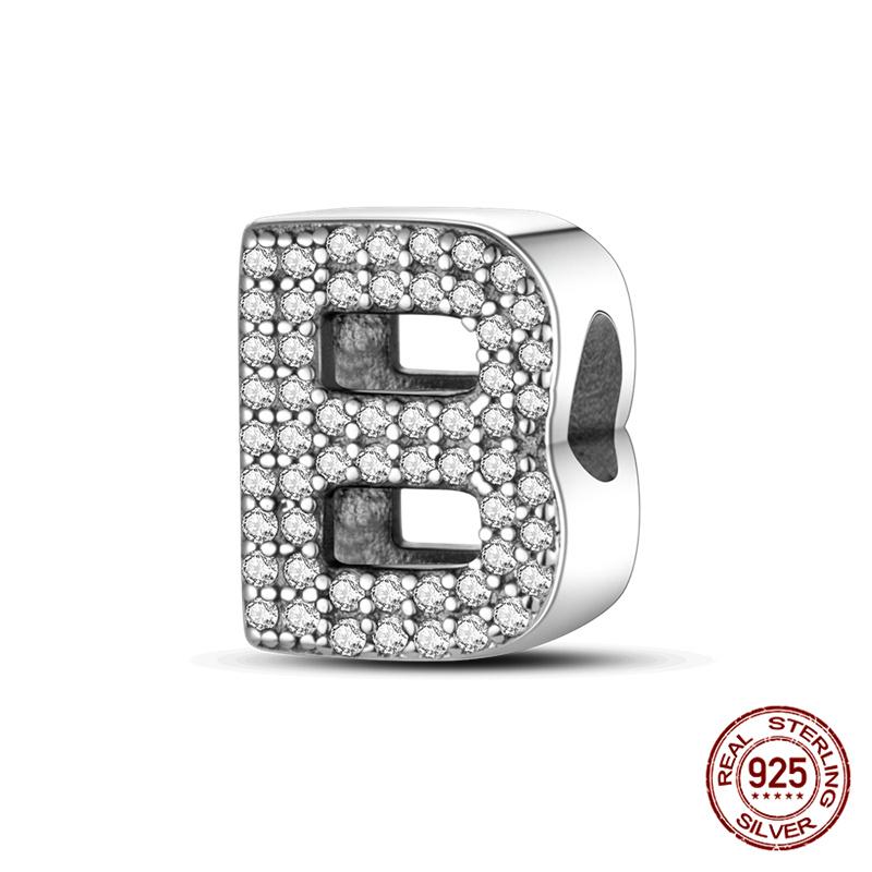 Original Beads 100% 925 Silver 26 Letters A-Z Charms Fit Original Bracelets & 3mm DIY Jewelry Making Women Gifts