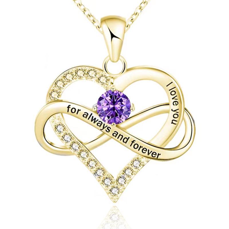 Sterlingsilber Zirkon Herz "Ich liebe dich" Halskette - Vielseitiger Modeschmuck