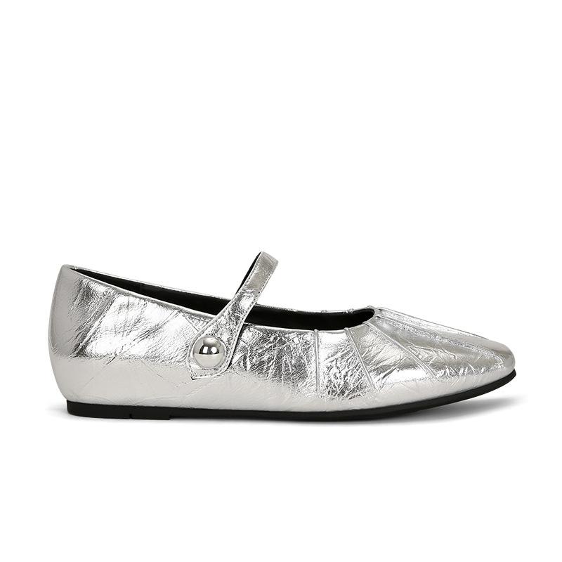 

Sheepskin version~ Su Yinyin two versions inner height increase Velcro pleated bag head half drag women s single shoes 34