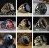 New Copper Material Open Adjustable Ring Amber Zircon Personality High Zircon Fashion Luxury Business Men's High-end Ring