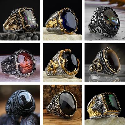 Inel Deschis Reglabil Nou Material Cupru Chihlimbar Zircon Personalitate Bijuterii Înalte Inel de Afaceri de Lux pentru Bărbați High-end