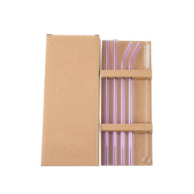 

4шт/комплект цветная стеклянная соломинка термостойкая холодная для напитков прямая изогнутая питьевая многоразовая s 200мм*8мм