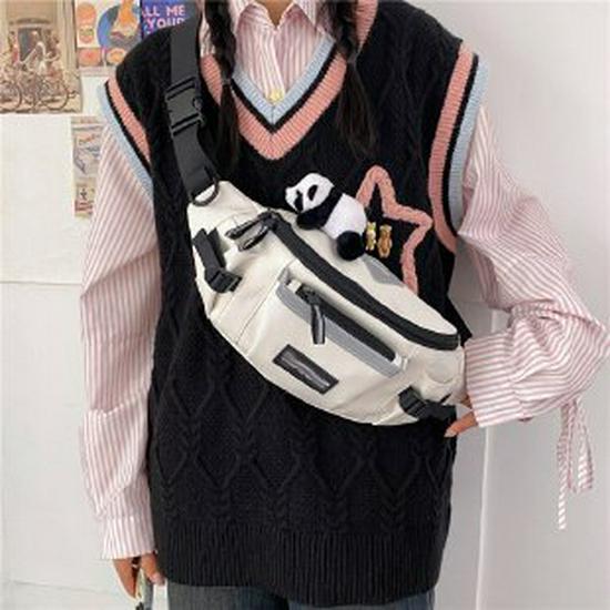 

Oxford Cloth Men s Crossbody Bag 2025 - Large Capacity, Reflective Strip, Letter Design, Unisex Chest/Waist Bag