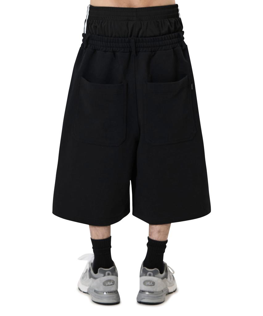 OHY Layered Waist Sweat Shorts - Black