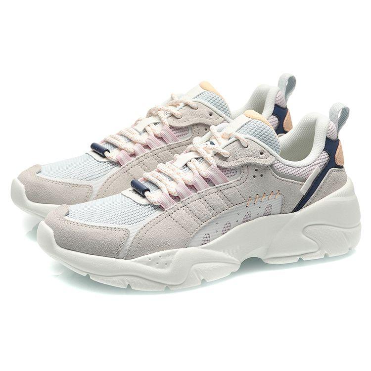 Li Ning Zui Yue Fabric TPU Shock Absorption Non-Slip Wear-Resistant Low-Top Sports Casual Shoes Women sneaker Gray White AGLQ248-3