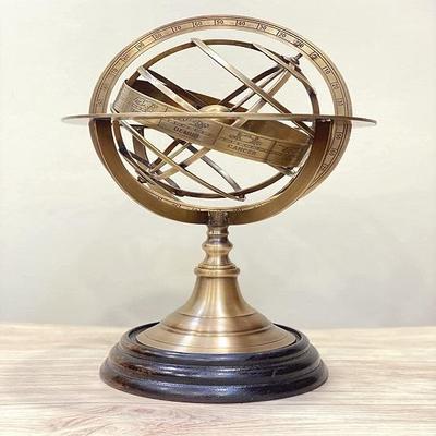 Kula z mosiądzu Armillary Zodiac Globe Display 30,48 cm Drewniana podstawa