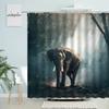 Elephant Shower Curtain Africa Wildlife Forest Natural Scenery Home Bathroom Wall Decor With Hook Waterproof Polyester Screen