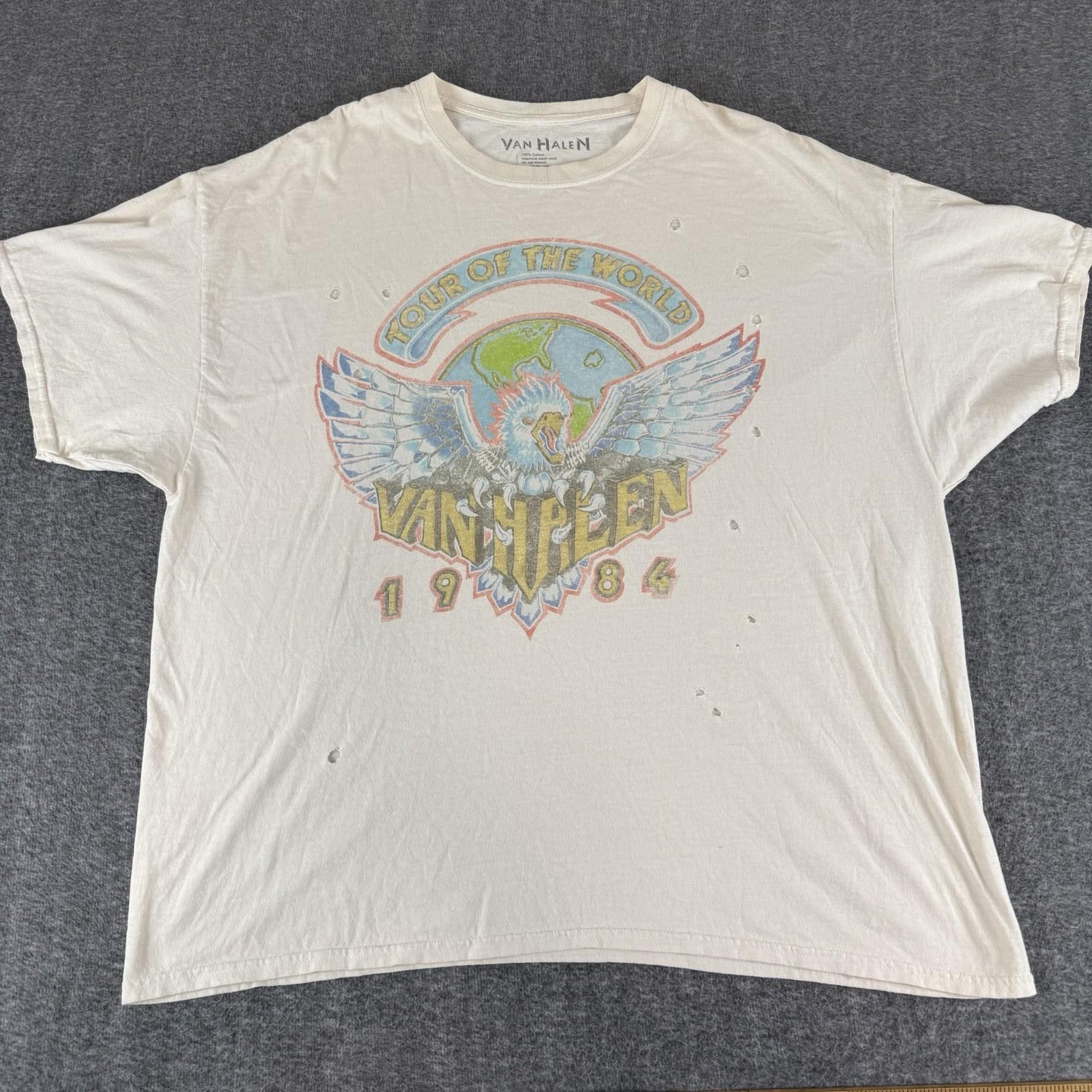 Van Halen 1984 Tour Of The World T Shirt Distressed Band Tee OS M