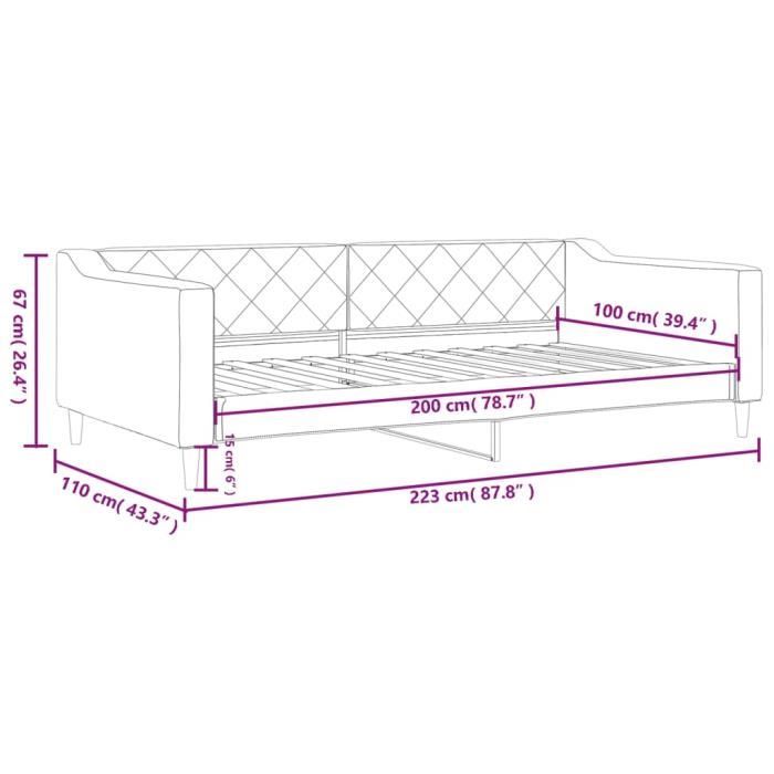 VidaXL Lit de repos crème 100x200 cm tissu 354170