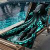 Schwarzes Türkis Oktopus Aufdruck Strandtuch Polyester Weich Schnelltrocknend Großes Badetuch Sommer Schwimmbad Surfen Decke