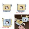 Hello Kitty Fashion Crossbody Bag With Plaid Pattern And Nylon Material For Women