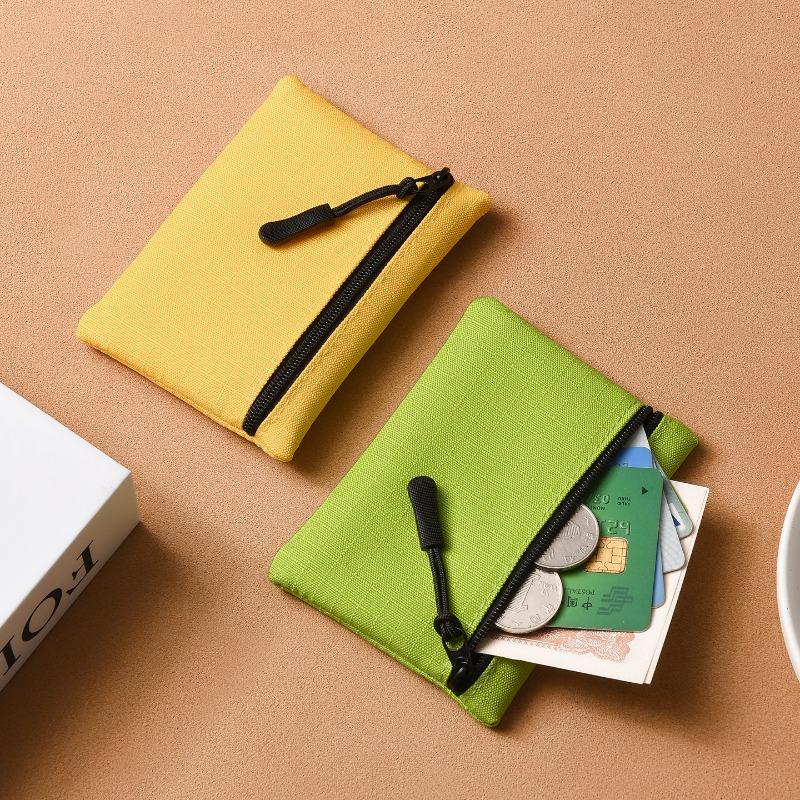 Solid Fabric Card Holder Mini Coin Purse Simple Zipper Kid Storage Pouch Money Pocket Key Bag Women Men Cute Wallet