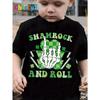 European Sizes Children St. Patrick'S Day Green Hat Festival TX70131 Boys SHAMROCK AND ROLL Green Leaf Fingerprint Casual Round Neck Versatile T-Shirt