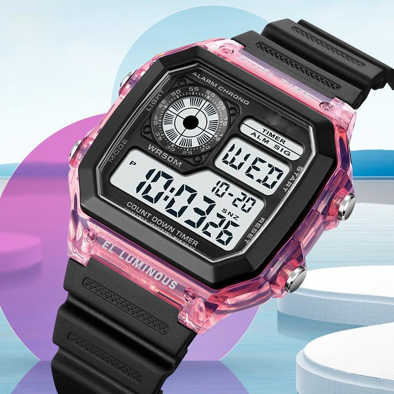 Transparent Case Ice Feeling Outdoor Sports Student Electronic Watch Waterproof Multi-Function Men'S And Women'S Fashion Watch