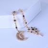 Charm Luxury Geometric Hollowout Blue Crystal Sun Star Moon Long Dangle Earrings for Women Korean Designer Earrings Jewelry Gift