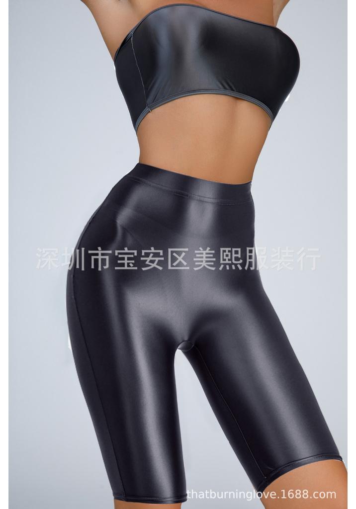 Dünne Transparente Ölgänzende Netz-Rot-Shorts Sexy Yoga-Sportshorts Hohe Elastizität Mode Sexy Damen Neue Shorts Gk3Y
