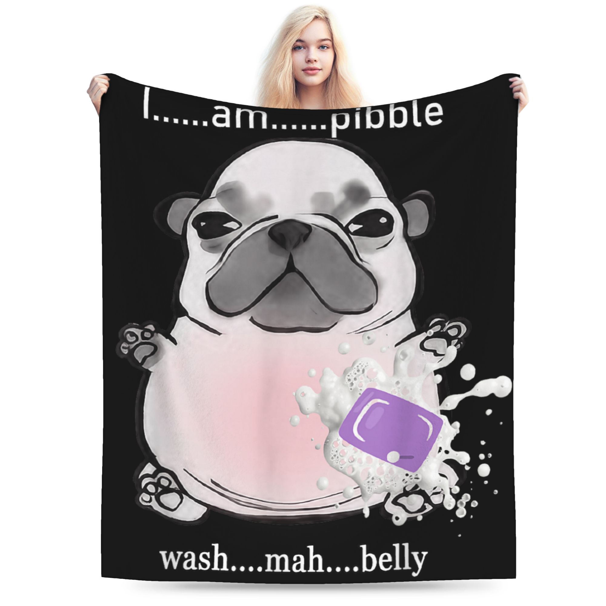 

I Am Pibble Wash My Belly Blankets Coral Fleece Plush Meme Funny Dog Brainrot Warm Throw Blanket for Car Sofa Couch Bedspread 30x40in