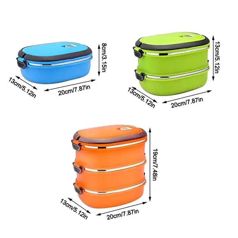 Portable Stainless Steel Food Container Rectangular Leakproof Bento Box Sealed Large Capacity Soup Food Flask for Kids Adult