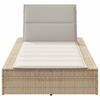 Sun Lounger with Floating Cushion Beige Poly Rattan