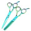 6" Green Left-Handed Hairdressing Scissors Set: Straight & Thinning Shears