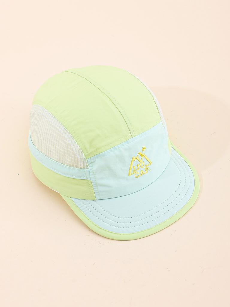 New Color Block Short Brim Baseball Cap with Mountain & Letter Prints Quick-Dry Unisex Outdoor Sun Protection Hat Perfect for