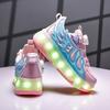 Zapatillas deportivas planas con ruedas para niños, con iluminación LED, tallas 28 a 37