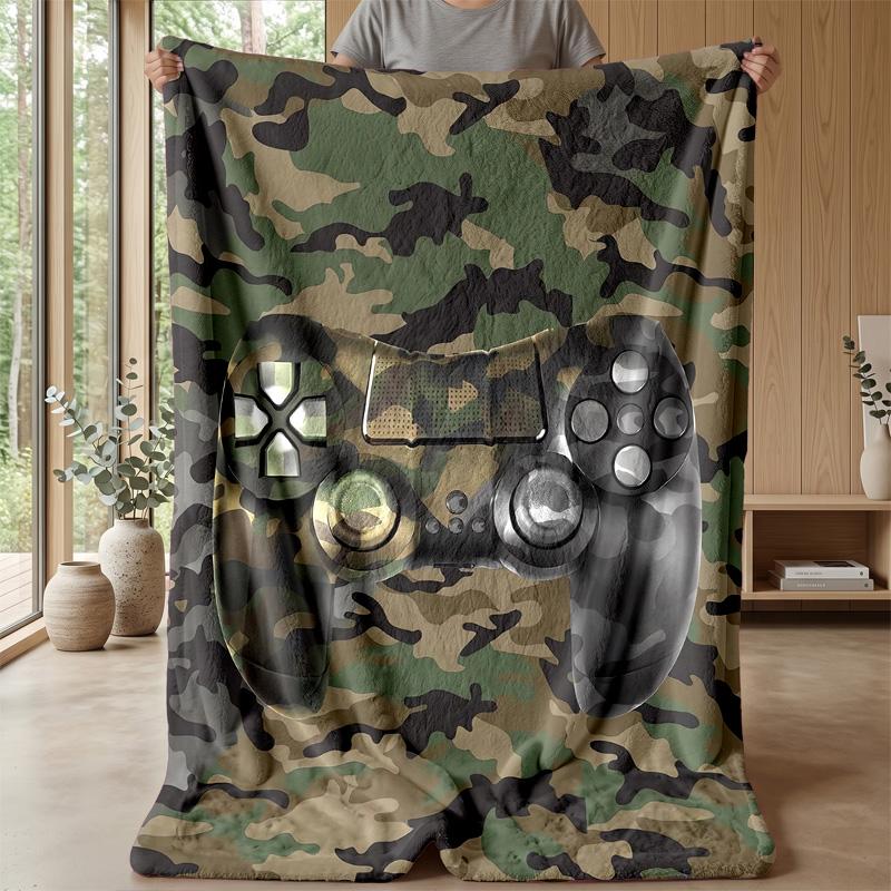 Burning Game Controller blanket Personalized Name Flannel Blanket Soft Cozy Plush Throw for Sofa Bed Lightweight Home Decor
