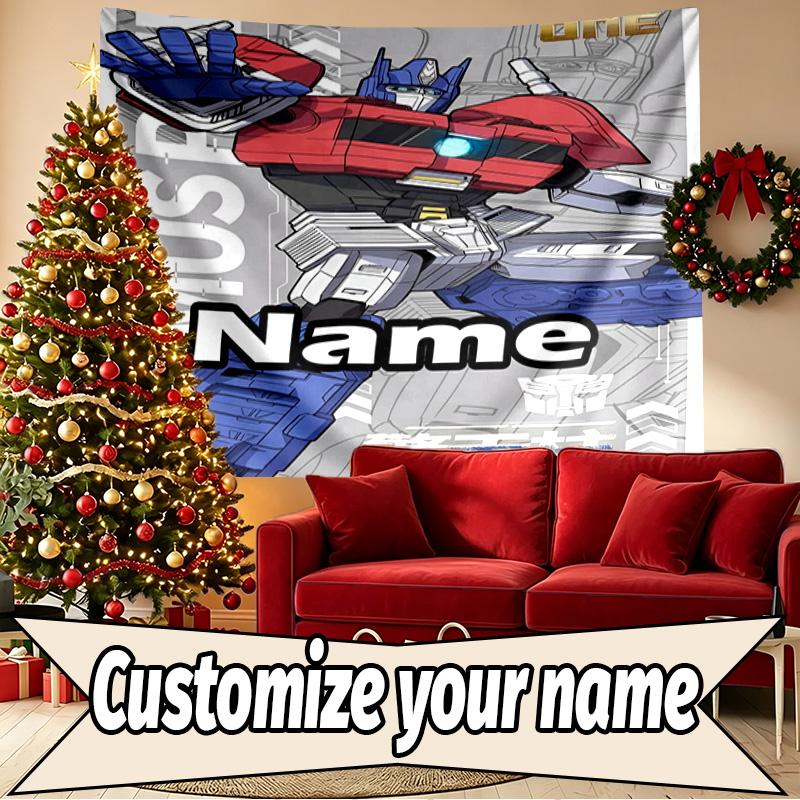 Custom Name Personalized Transformers Print Tapestry, Wall Art Decor, Bedroom, Dorm, Apartment, LivingRoom, Party Backdrop, Gift for Birthday