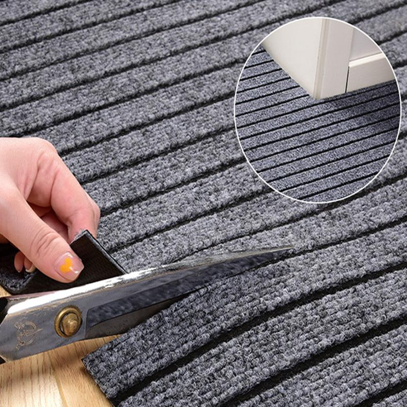 Dünn schneidbar Fußmatte für Eingang Außen Innen Gestreift Grau Küchenteppiche Rutschfester Teppich für Flur Tür Bodenmatten