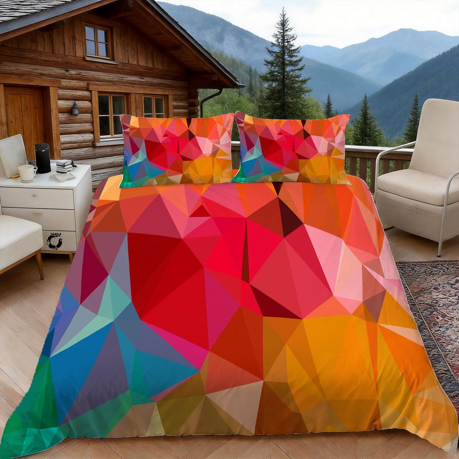 Geometrische Kunst Dekbedovertrek Cartoon Beddengoed Set Eenpersoons Maat Dekbedhoes Microvezel Dekbedhoes Met Rits En Kussensloop 2 Stuks 140x210cm 2pcs
