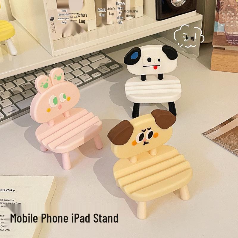 Internet Celebrity Cute Desktop Phone Holder - Soft Rubber Small Chair for Bedside or Desk, Ideal for Watching Shows.