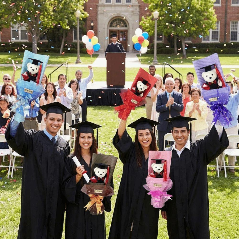 Animal Graduation Bear Bouquet Simulated Stuffed Simulated Bear Plush Toy Bouquet  Room Decoration