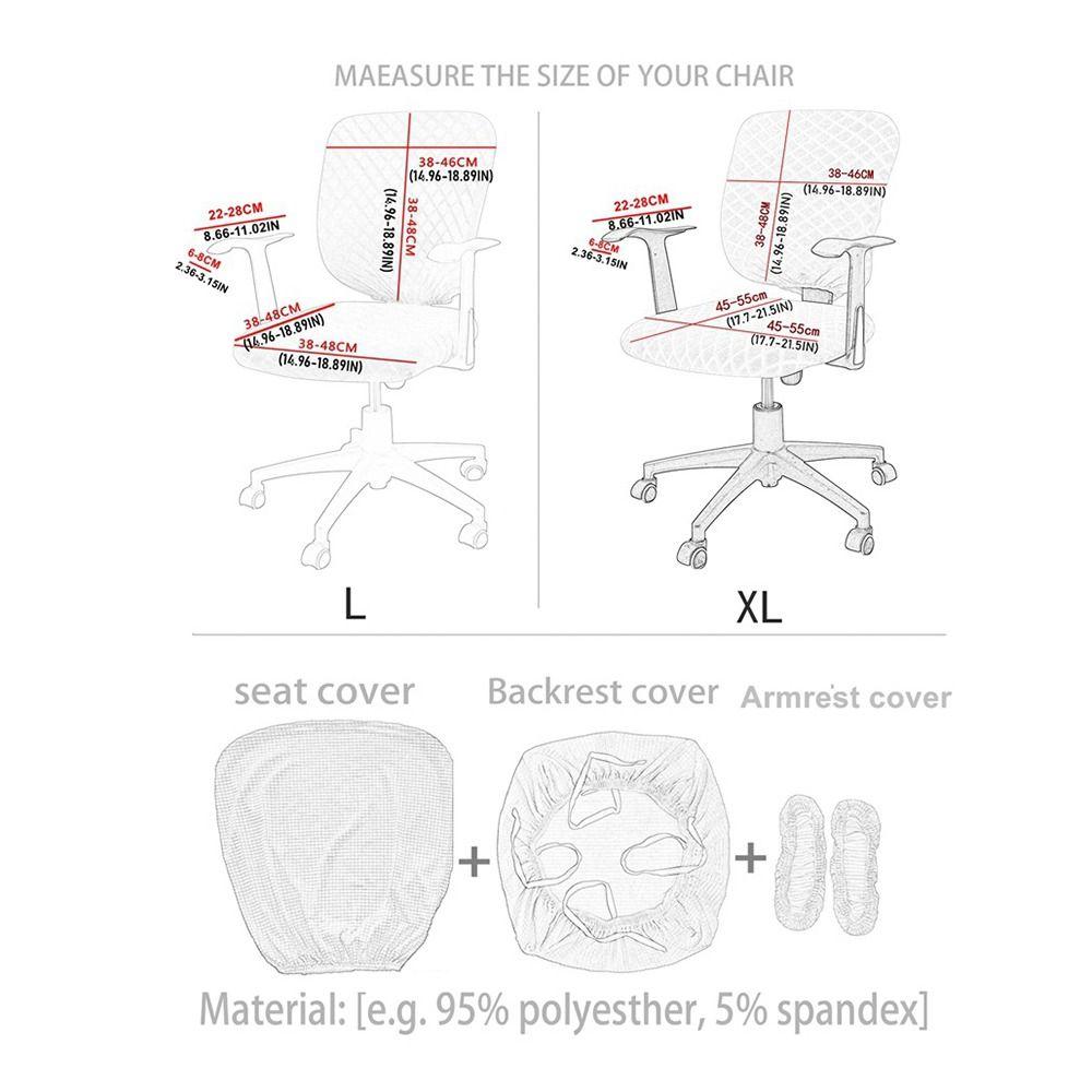 Stretchable Fabric Office Chair Covers Breathable Easy to Clean Chair Slipcover Anti-Wrinkle Backrest Armrest Cover
