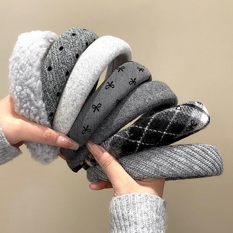 Herbst und Winter Retro Hoher Schädel Oberkopf Stirnband Damen Einfach Breiter Rand Stirnband Internet-Berühmtheit Ausgehen Haarspange Gesichtswasch Kopfschmuck