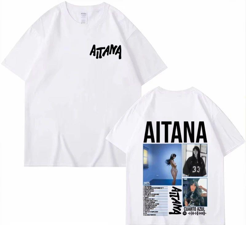Harajuku Fashion Aesthetic Short Sleeve T-shirt Pop Singer Aitana Cuarto Azul Tour Graphics T Shirts Men Women Cotton Tee Shirt