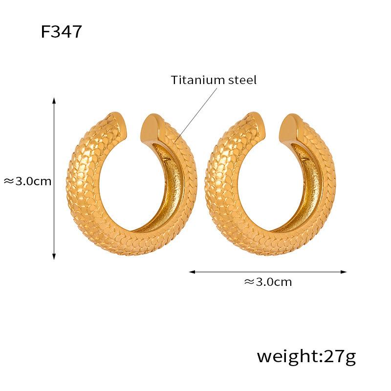 Fashion And Popular Retro Earrings Titanium Steel Plated 18K Gold Weight Color Glaze Ear Clips French Light Luxury Design Earrings Series