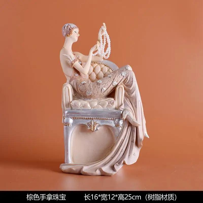 Europäisches Mädchen Schönheitscharakter Harzornamente Haus Wohnzimmer Weinschrank Figuren Dekoration Handwerk Hochzeit Geburtstagsgeschenke