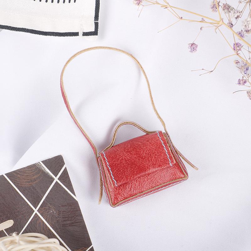 Fashion 1/6 1/12 Dollhouse Miniature Leather Suitcase Mini Bag Backpack Doll Luggage Box Handbag Shoulder Bag Leather Bag Purses