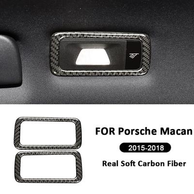 Pour Porsche Macan 2015-2018 Fibre de Carbone Panneau de Commande Lumière de Lecture Arrière de Voiture Cadre de Garniture Décoration Autocollant Accessoires Intérieurs