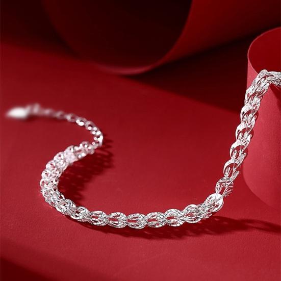 Women Bracelet Hollow Out Adjustable Length Retro Style Silver Plated Anti-rust Prom Daily Dating Wrist Chain Lady Jewelry Birthday Present