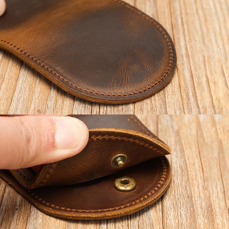 Women'S Small Genuine Leather Coin Wallet Children Mini Purses Hasp Money Clip Clutch Hobo Bags Men Gift Pouch New Manual Craft
