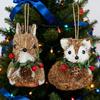 10 Pcs Forest Animal Christmas Ornament 2D Flat Acrylic Owl Bird Rabbit Christmas Tree Hanging Ornaments for Holiday Tree Mantel Porch Decor