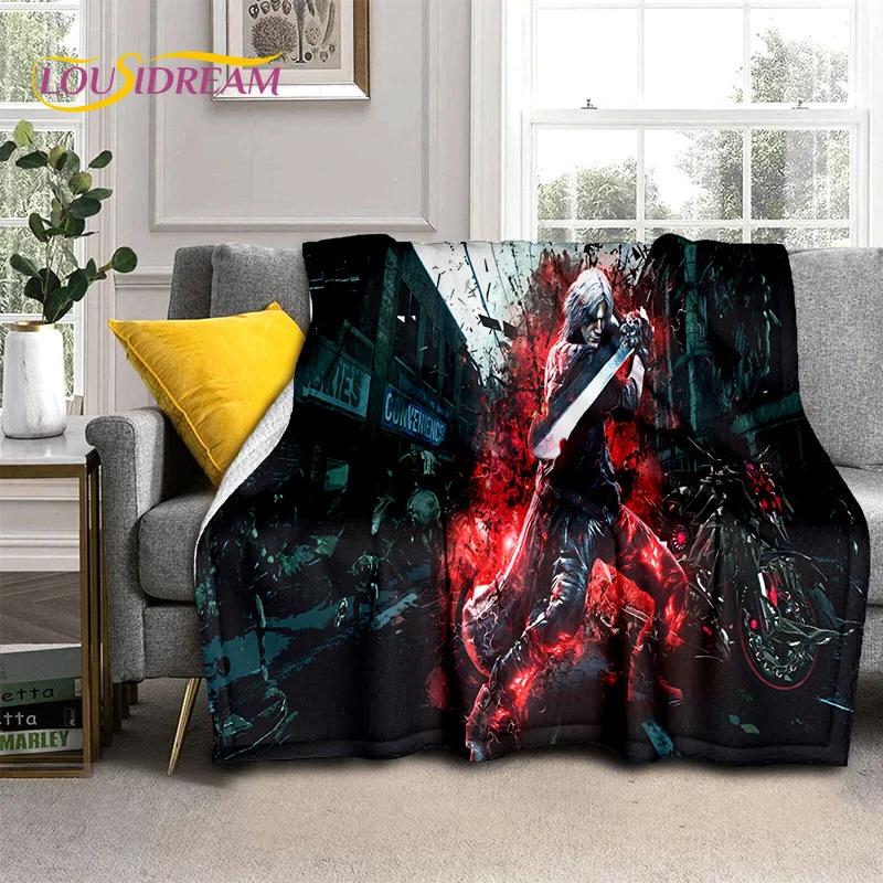 3D D-Devil May Cry DMC Game Cartoon Soft Flannel Blanket for Beds Bedroom Sofa Picnic,Throw Blanket for Outdoor Leisure Nap Gift