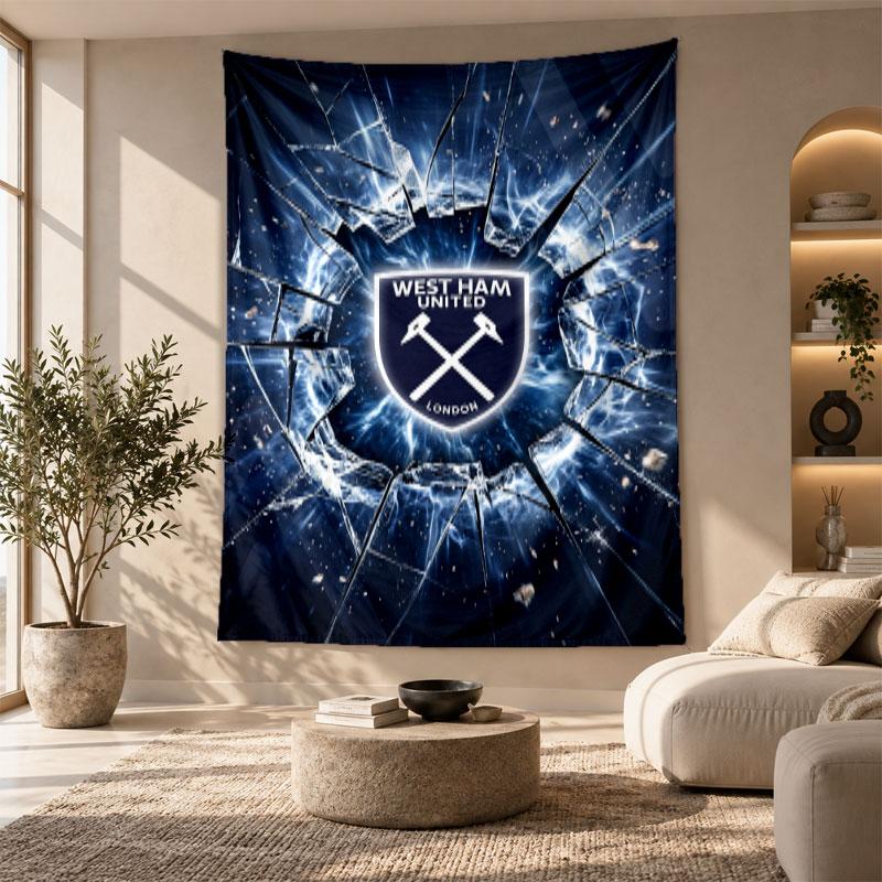 Arazzo Decorativo, Arte da Parete Stampato West Ham United Football, Appeso a Parete Leggero per Sfondo Camera da Letto