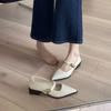 Französische spitz zulaufende Temperament-Mary-Jane-Schuhe mit dickem Absatz mit einem Wort, absolut vielseitige Pendler-Grünlicht-Mund-Einzelschuhe, Damen