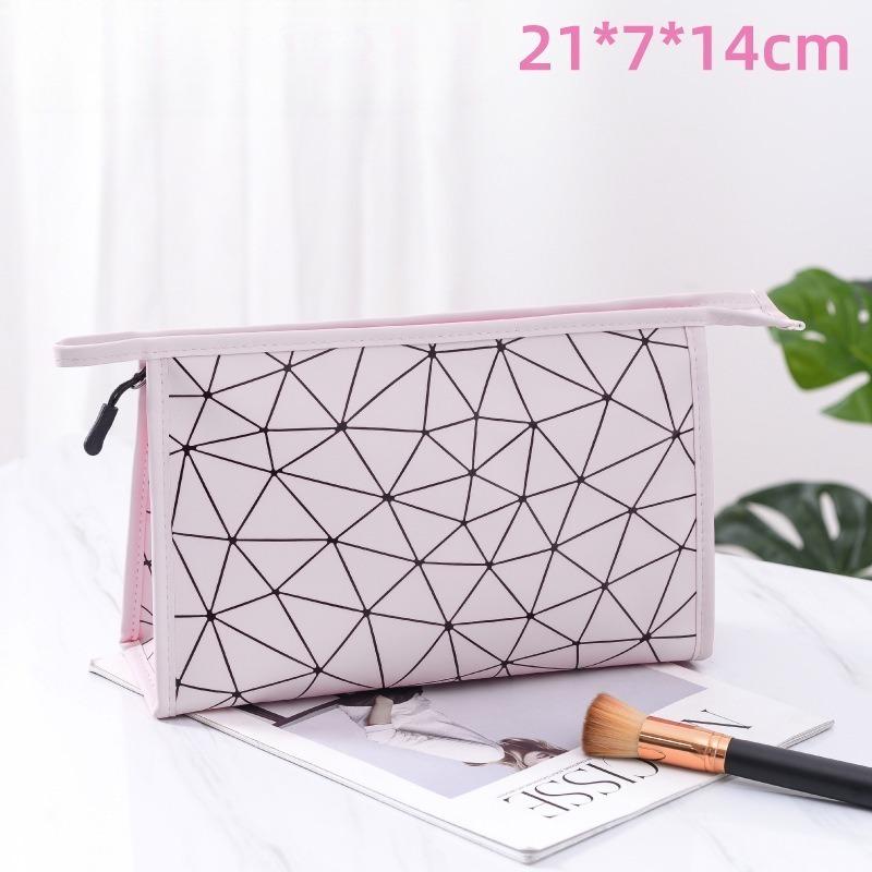 Women Simple and Portable Cosmetic Storage Bag Handbag Style Travel Storage Bag PU Fashion Toiletry Small Bags Wash Makeup Bags